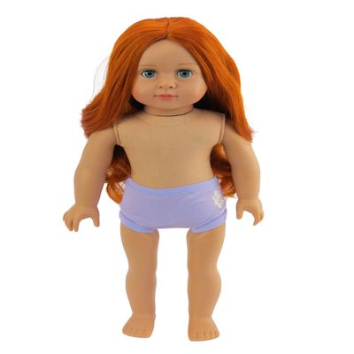 American Fashion World 18-Inch 'Charlotte' Red Hair Vinyl Posable Girl Doll with Blue Eyes | Undressed Doll | Premium Quality & Design