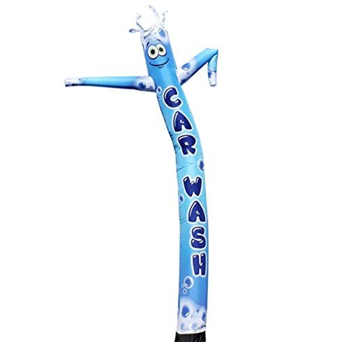Blue Car Wash 20 Foot Tall Inflatable Tube Man Air Powered Dancing Puppet Guy for Outdoor Advertising, Replacement Dancer Only, Design with Bubbles