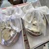 Gold baby handprint or Footprint Ceramic Ornaments view 3