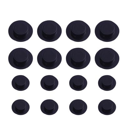 60PCS Mini Black Top Hats for Christmas Snowman, Dolls & Crafts - Plastic Miniature Top Hats in 2 Sizes (0.9" & 1.45") - Party Decorations, Cake Toppers, Holiday Displays