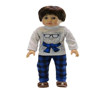 American Fashion World Boy's Cool Bear Pajamas for 18-Inch Dolls | Premium Quality & Trendy Design | Dolls Clothes | Outfit Fashions for Dolls for Popular Brands