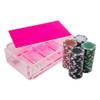 Luxe Dominoes La Ficha Poker Chip Set, 100 Heavy Sturdy Chips, Includes 4 Color Chips for Gambling, Hand Made Acrylic Box with Color Lid (Neon Pink) view 4