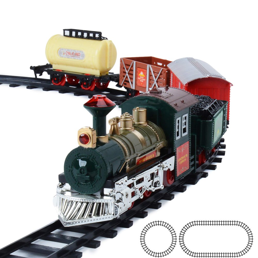 ECCRIS Toy Train Set Railway Track Around The Christmas Tree with Sounds, Lights
