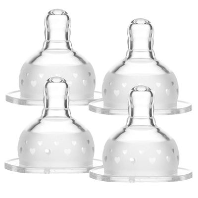 Matyz 4-Pack Silicone Replacement Nipple for Matyz Wide Neck Bottles, Medium Flow, 3 Months to 6 Months (Size M)