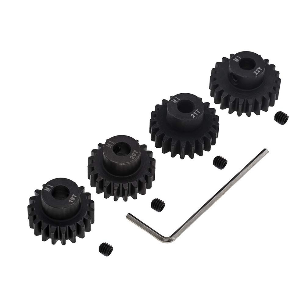 4pcs Mod 1 Pinion Gear 5mm Set Hardened 19T 20T 21T 22T M1 Pitch Gears RC Upgrade Part with Screwdriver