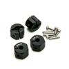 MOHERO Aluminum 9mm Thickness 12mm Wheel Hex Drive Adaptors with Pins & Screws for Most of 1/10 RC Crawler Car Black (Black, 9mm) view 1