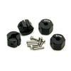 MOHERO Aluminum 9mm Thickness 12mm Wheel Hex Drive Adaptors with Pins & Screws for Most of 1/10 RC Crawler Car Black (Black, 9mm) view 2