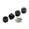 MOHERO Aluminum 9mm Thickness 12mm Wheel Hex Drive Adaptors with Pins & Screws for Most of 1/10 RC Crawler Car Black (Black, 9mm) view 3