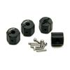 MOHERO Aluminum 12mm Thickness 12mm Wheel Hex Drive Adaptors with Pins & Screws for Most of 1/10 RC Crawler Car Black (Black, 12mm) view 2