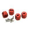 MOHERO Aluminum 12mm Thickness 12mm Wheel Hex Drive Adaptors with Pins & Screws for Most of 1/10 RC Crawler Car Black (Red, 12mm) view 2