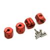 MOHERO Aluminum 12mm Thickness 12mm Wheel Hex Drive Adaptors with Pins & Screws for Most of 1/10 RC Crawler Car Black (Red, 12mm) view 3
