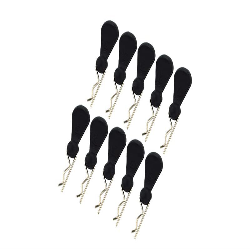 Body Clips + Silicone Mount For 1/16 To 1/18 RC Cars - 10Pc Set Black