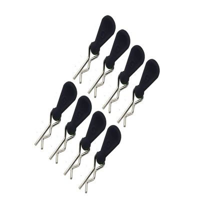 GPM Body Clips + Silicone Mount for 1/10 RC Cars - 8Pc Set Black