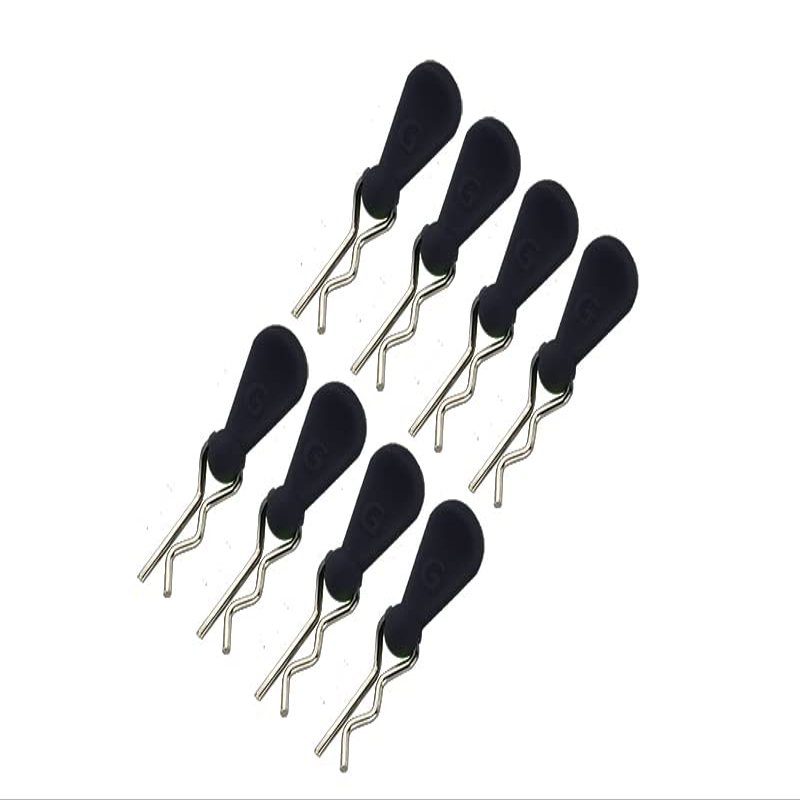 GPM Body Clips + Silicone Mount for 1/10 RC Cars - 8Pc Set Black