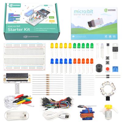 ELECFREAKS microbit Starter Kit 24 Accessories Micro:bit Basic Coding Electronics Kit, microbit Makecode Learning Kit with Guidance Manual (Without Micro: bit)