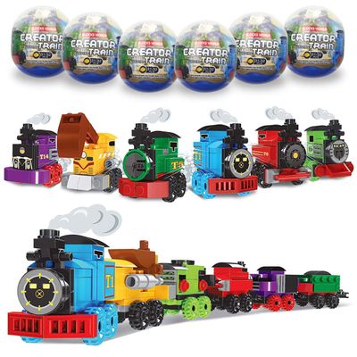 Anditoy 6 Pack Easter Eggs with Train Building Blocks Toys Inside Train Set for Kids Boys Girls Easter Basket Stuffers Fillers Gifts