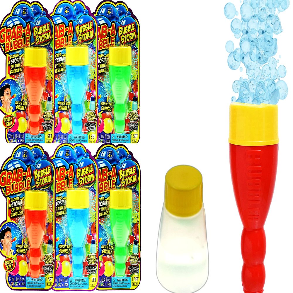 JA-RU Grab a Bubble Storm Touchable Bubbles Blowing Toy (6 Pack) I Hundred of Touching Bubbles Soap Solution Toy Favors I Party Favor Pinata Filler in Bulk 1508-6p