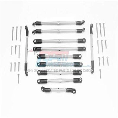 GPM For Traxxas TRX-6 Merc-Benz G63 (88096-4) Aluminum Adjustable Upper & Lower Suspension Links - 11Pc Set Silver