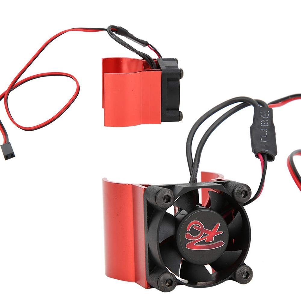 Dilwe RC Cooling Fan, 540/545/550 Aluminum Alloy Motor Heat Sink Radiator Compatible with 1/10 RC Model Car(Red) Car Model Accessory