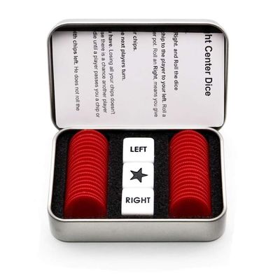 Befantasway Right Left Center Dice Game Set with 3 Dices& 36 Chips - Red, for 13 