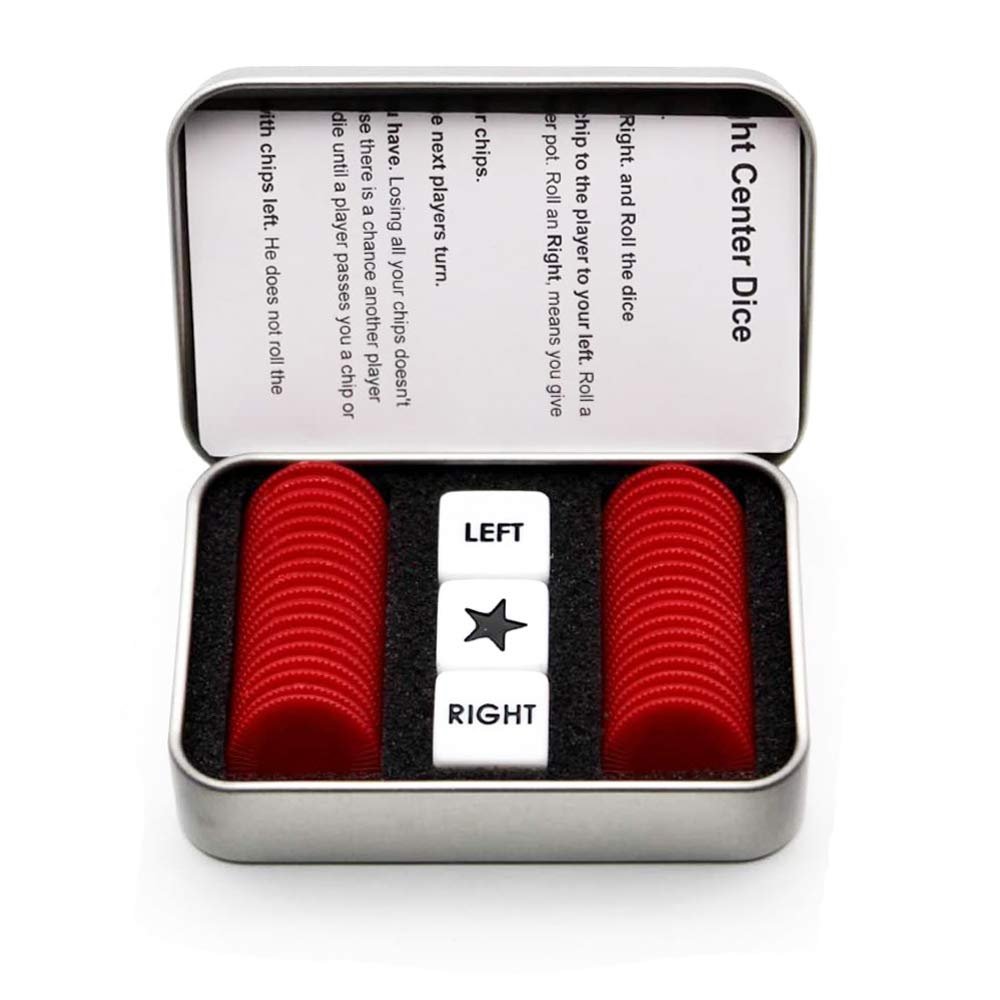 Befantasway Right Left Center Dice Game Set with 3 Dices& 36 Chips - Red, for 13 