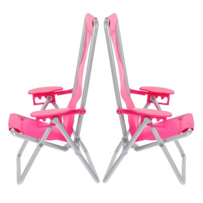 STOBOK 2PCS Miniature Folding Beach Chairs Mini Dolls House Furniture Plastic Beach Lounge Chairs Dollhouse Furniture Accessories