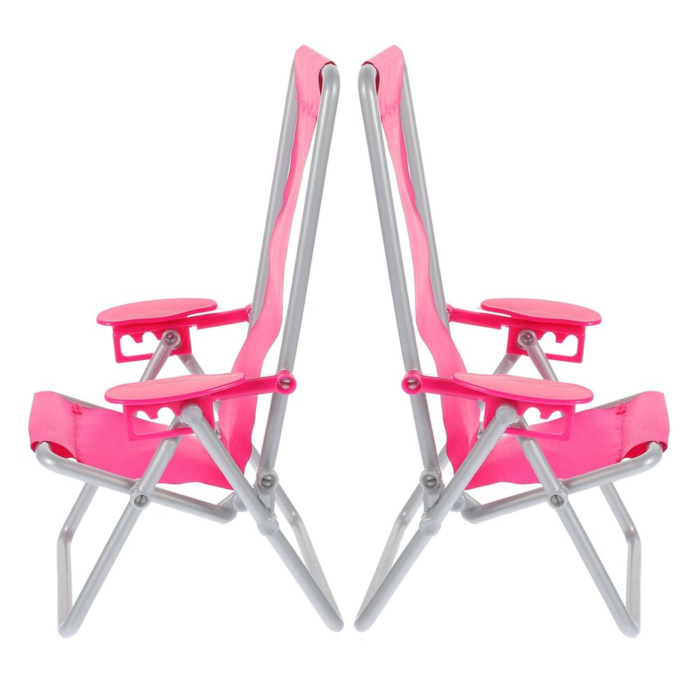 STOBOK 2PCS Miniature Folding Beach Chairs Mini Dolls House Furniture Plastic Beach Lounge Chairs Dollhouse Furniture Accessories