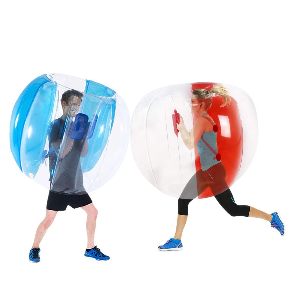 2 Pack Inflatable Bumper Balls for Adults (4ft/1.2m) Giant Sumo Balls Body Bumpers Balls Buddy Zorb Ball Outdoor Toys for Kids Yard Human Bubble Ball Hamster Ball(Red+Blue, 48inch)
