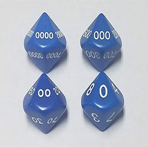 Blue Random Number Generator d10 Dice Set (Single, TENS, Hundreds, Thousands)