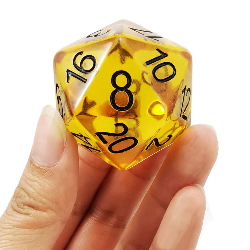Bescon Amber Jumbo D20 38MM, Big Size 20 Sides Dice, Big 20 Faces Cube 1.5 inch