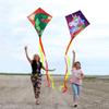 [2 Pack] Diamond Kites Dinasour+Unicorn Eddy Kite for Children, Wonderful Beginner Kites for 3 Years up, 60x70cm with 2x300cm Long Tails, Kite Handle, 60m String and Swivel incloud view 4