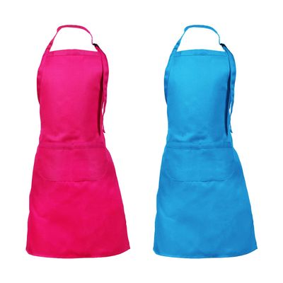 PENTA ANGEL Small Apron with Pocket 2Pcs Rose Red Blue Adjustable Fabric Boys Girls Children Kitchen Chef Artist Bib Aprons for Cooking Baking Art Painting School Craft