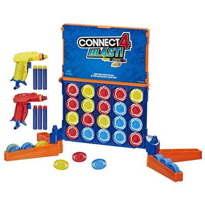 Connect 4 Blast! Game; Powered by Nerf; Includes Nerf Blasters and Foam Darts; Game for Kids Ages 8 and Up