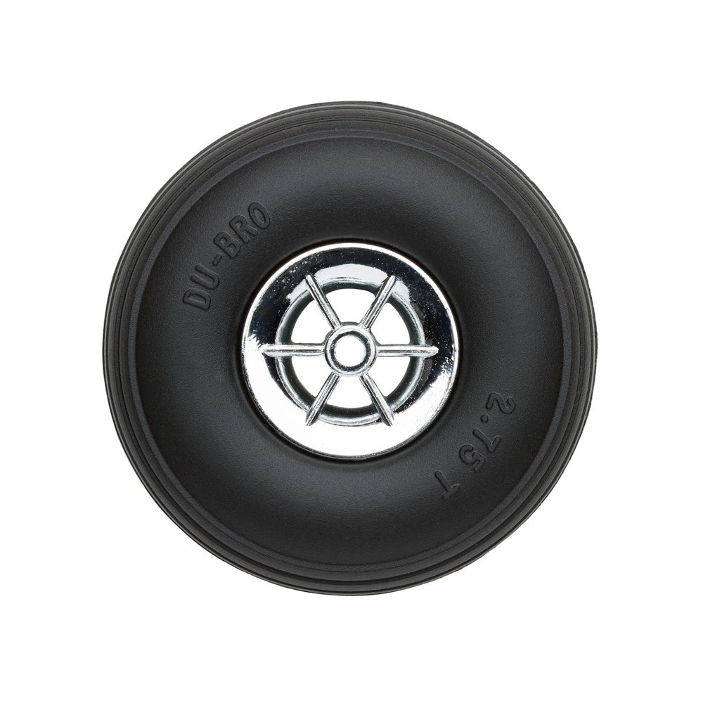 DU-BRO RC Airplane Wheels, 69.85 mm Diameter - Low Bounce RC Wheel for Airplane RC Plane Kit, with 6-Spoke Chrome Wheel Hub, RC Plane Tires for Grass and Paved Runways, Available in 8 Wheel Sizes