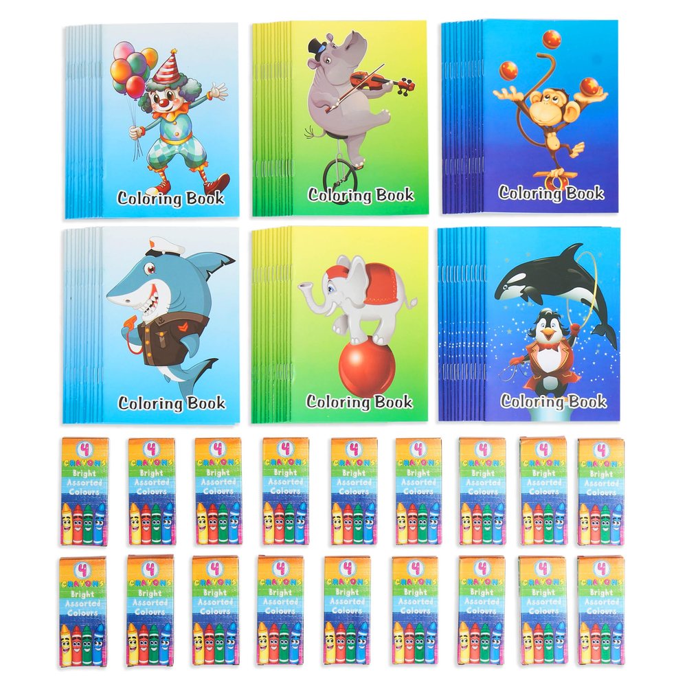 THE TWIDDLERS - Bundle Pack of 72 Mini Coloring Books with 18 Boxes of Crayon | Crayons Party Favors for Kids Ages 4-8, DIY Art Drawing Book, Goodie Bag Fillers, Classroom Rewards, Birthday Giveaways