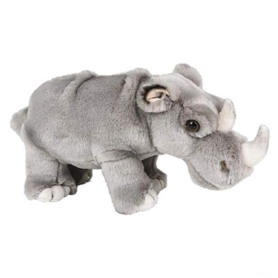 12 Standing Stuffed Animals for Boys & Girls, Safari Baby Shower Decorations, Soft Plush, Nursery Dcor, Huggable Soft Toys, Realistic Features, Elephant, Lion, Wolf, Rhino & More (Rhino)