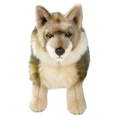 12 Standing Stuffed Animals for Boys & Girls, Safari Baby Shower Decorations, Soft Plush, Nursery Dcor, Huggable Soft Toys, Realistic Features, Elephant, Lion, Wolf, Rhino & More (Wolf)