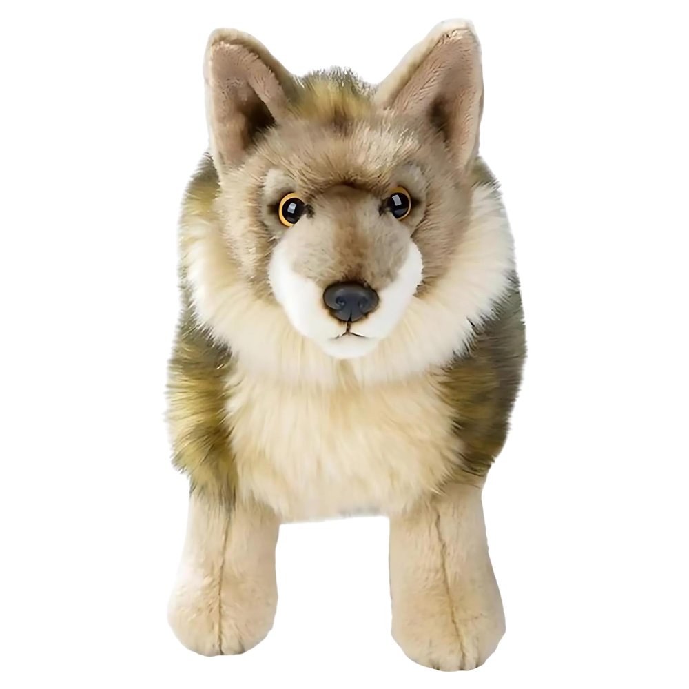 12 Standing Stuffed Animals for Boys & Girls, Safari Baby Shower Decorations, Soft Plush, Nursery Dcor, Huggable Soft Toys, Realistic Features, Elephant, Lion, Wolf, Rhino & More (Wolf)