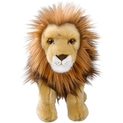 12 Standing Stuffed Animals for Boys & Girls, Safari Baby Shower Decorations, Soft Plush, Nursery Dcor, Huggable Soft Toys, Realistic Features, Elephant, Lion, Wolf, Rhino & More (Lion)