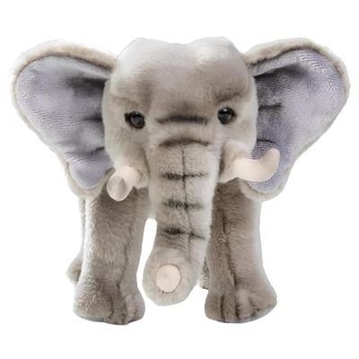 12 Standing Stuffed Animals for Boys & Girls, Safari Baby Shower Decorations, Soft Plush, Nursery Dcor, Huggable Soft Toys, Realistic Features, Elephant, Lion, Wolf, Rhino & More (Elephant)