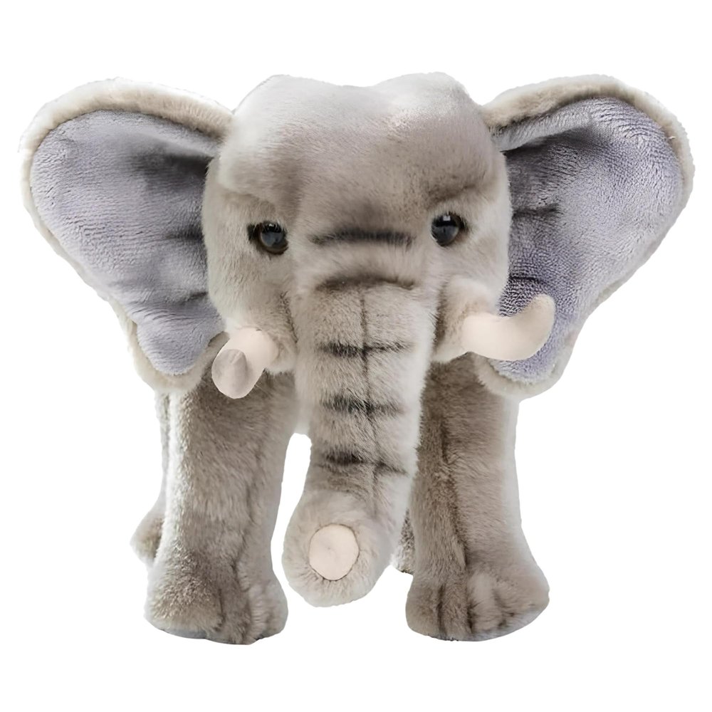 12 Standing Stuffed Animals for Boys & Girls, Safari Baby Shower Decorations, Soft Plush, Nursery Dcor, Huggable Soft Toys, Realistic Features, Elephant, Lion, Wolf, Rhino & More (Elephant)
