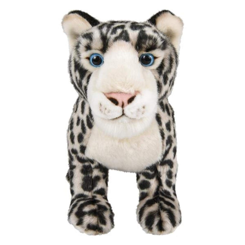 12 Standing Stuffed Animals for Boys & Girls, Safari Baby Shower Decorations, Soft Plush, Nursery Dcor, Huggable Soft Toys, Realistic Features, Elephant, Lion, Wolf, Rhino & More (Snow Leopard)