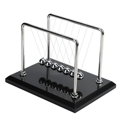 CERROPI Newton Cradle Balance Balls, Newton Pendulum with 7 Balls, Classic Newton Swing Ball, Science Physics Gadget | Desk Toys & Accessories, 70+ Sec Swingtime, Marble Base, Black