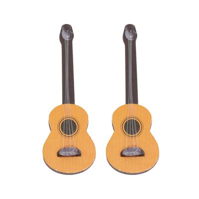 Wooden Mini Guitar Toy Ornament: 2Pcs Toy Guitar Ornaments Musical Instrument Photo Props for Dollhouse Accessories Desktop Music Decoration 2.55 Inch