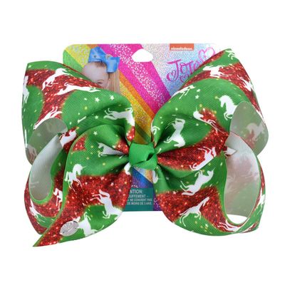 8" Big Large Unicorn jojo siwa Rainbow Alligator Hair Clips Barrettes Colorful Grosgrain Ribbon Hair Bow for Baby Girls Kids Hair Accessories (C2)