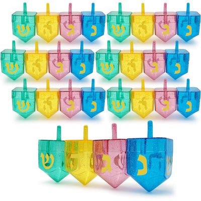 The Dreidel Company Hanukkah Fillable Dreidel, Assorted Colors Can Be Filled with Hanukkah Gelt Or Chocolate 24-Pack