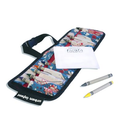 Urban Infant Kids Crayon Travel Case Carrier Comes With Set of 10 Non-Toxic Crayons and Draw Booklet Toddler Activity Easy Wallet-Style Close and Clipping Handles - Balloons