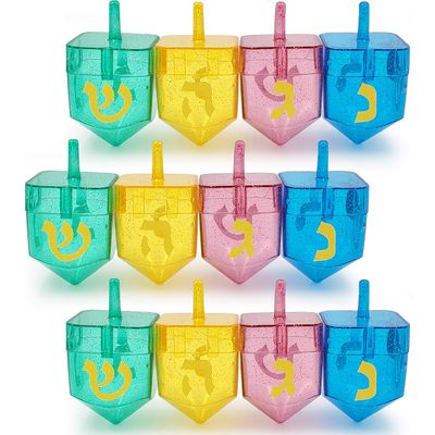 Dreidel Company Hanukkah Fillable Dreidel, Assorted Colors - Can Be Filled with Gelt or Chocolate (12-Pack)