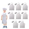 LOYHUANG White Kids Chef Apron and hat set- Kids Chef Kitchen Bib Aprons with 2 Pockets for Girls Boys Painting Cooking Baking Wear(White,8sets) view 1