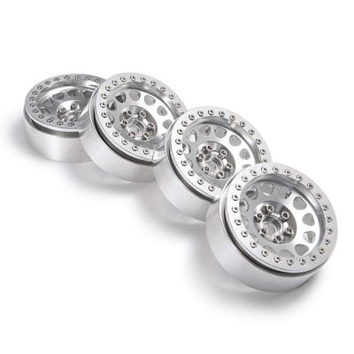 RCLIONS Aluminum Alloy 2.2" Beadlock Wheels Rims for 1/10 RC Rock Crawler Car Axial Wraith 90018 -Pack of 4 (Silver)